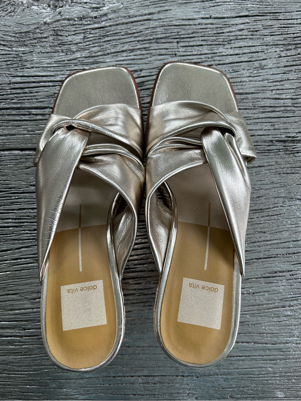 Dolce Vita Silver Knotted Slide Espadrilles